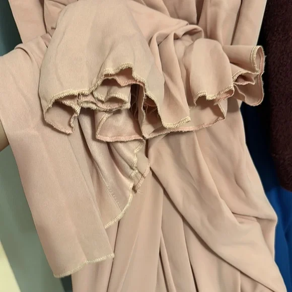 Davids bridal georgette wrap bridesmaid dress in ballet - Picture 6 of 8